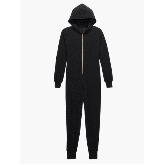 SAVAGE X FENTY Sleep & Shine Hooded Onesie Shimmery Black Caviar Size L - Picture 1 of 9